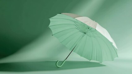 Aufkleber - A simple umbrella with green and white colors on a green background, suitable for use in illustrations or designs where a pop of color is needed