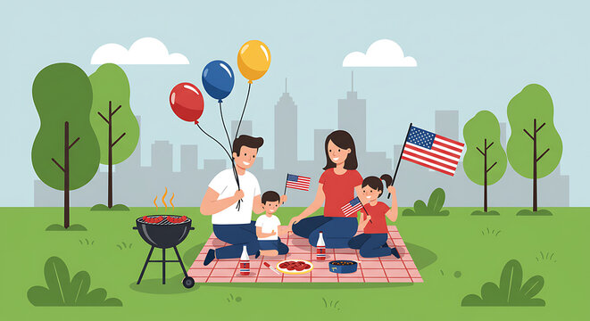 Family Gathering With Balloons Outside

