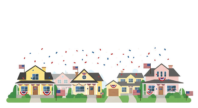 Festive Houses With Patriotic Decor

