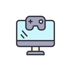 Leinwandbilder - Stylized Computer Screen With Game Controller For Interactive Entertainment