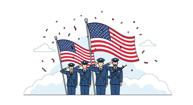 Soldiers Saluting American Flag Parade