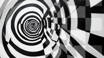 Aufkleber - A close-up view of a spiral design painted in black and white