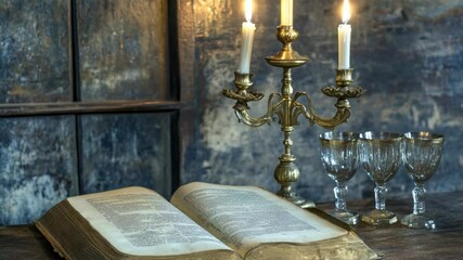 Poster - A book lying on a wooden surface with pages slightly open, perfect for reading or study