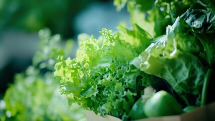 Aufkleber - A bundle of crisp lettuce wrapped in a paper bag, ready for use or transport