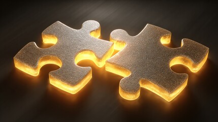 Poster - Connected Puzzle Pieces Glowing in the Dark Emphasize the Importance of Unity and Collaboration for Problem Solving in Various Scenarios