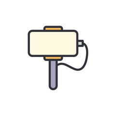 Poster - Stylized Mobile Phone On A Stand With Cable Vector Illustration