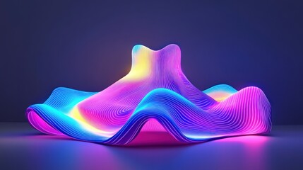 Leinwandbilder - Colorful Abstract Wave with Digital Flowing Particles Illustration