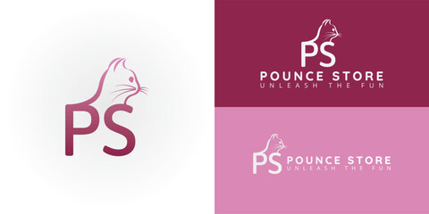Poster - Stylish PS initials with an integrated pet design, great for boutique pet shops. The elegant lines and warm color suggest premium care and friendly service.