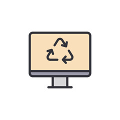 Leinwandbilder - Computer Screen Displaying A Universal Symbol Of Recycling Technology