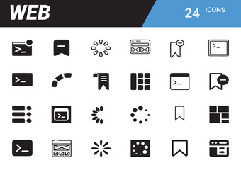 Fototapete - Digital Web Icon Set: A collection of simple web interface symbols for web and app design, each icon meticulously crafted to convey a clear and accessible message.