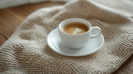 Poster - A single cup of coffee sits atop a saucer, ready for consumption