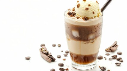 Poster - A tall glass filled with ice cream and topped with coffee beans, perfect for a sweet treat or coffee break