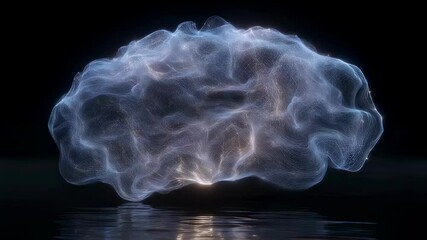 Aufkleber - Abstract visualization of a glowing brain with intricate patterns, reflecting on a dark water surface, suggesting concepts related to consciousness, memory, and neurological processes