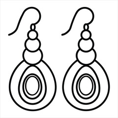Poster - Elegant outline earrings design isolated on white background