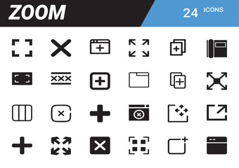 Fototapete - Zoom Icon Set: A collection of graphic resources displaying user interface element. A dynamic set of icons perfect for various digital applications and creative projects.