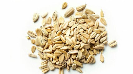 Poster - A pile of oats sits on a white surface, ready for use