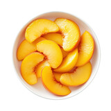 Fresh, Juicy Peach Slices in a White Bowl - Perfect for Summer Snacking or Desserts on transparent background