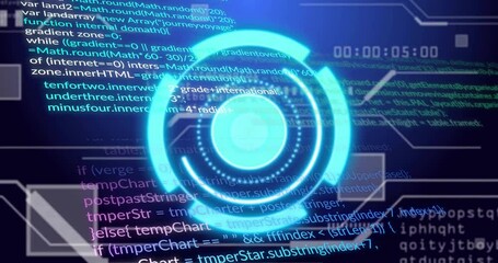 Poster - On load holographic interface forming rings rotating pulsing updating timer to visualize code flow