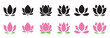 © Habiba Anika - lotus icon set , spiritually healthy lifestyle, spa and yoga, Lotus Blossoms balance harmony,  vector illustration .