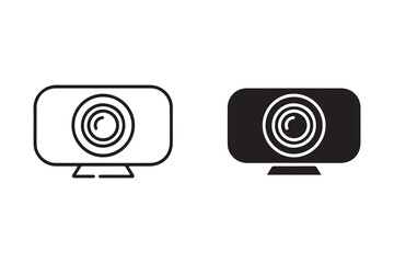 Aufkleber - Webcam icon set line and solid isolated on white background