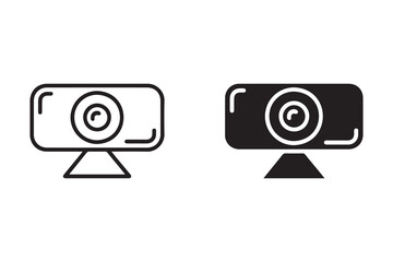 Aufkleber - Webcam icon set line and solid isolated on white background