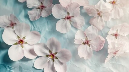 Poster - A group of pink flowers sit atop a blue background, perfect for use in designs and illustrations