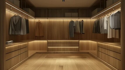 Aufkleber - A walk-in closet filled with various clothing items