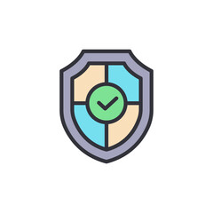 Poster - Symbolic Shield With Checkmark Symbolizing Security And Safety