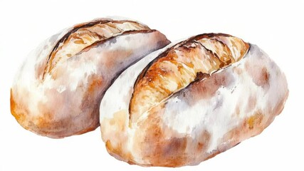 Poster - Watercolor illustration of two loaves of bread
