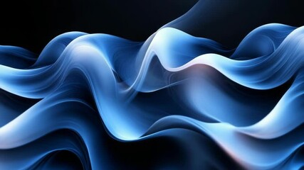 Fototapete - Abstract fluid blue wave patterns with smooth textures and shining highlights for digital art or design backgrounds