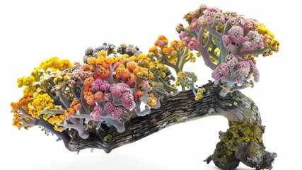 Poster - A bonsai tree decorated with a variety of flowers