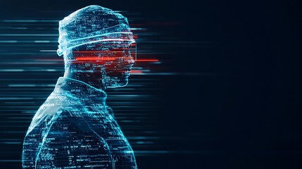 Digital Human Profile Cyberspace Abstract Data Stream Binary Code Technology