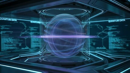 Poster - Quantum Enclosure: Quantum data displayed in futuristic enclosure.