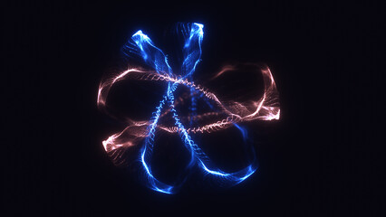 Aufkleber - Glowing helix pattern of blue and red light strands orbiting in dark digital space