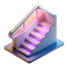 Poster - Modern illuminated staircase 3d render isolated on transparent background