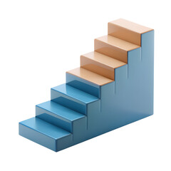Poster - 3d render blue and beige stairs isolated on transparent background