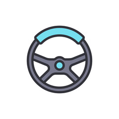 Poster - Steering Wheel Illustration With Cyan Accents On Transparent Background