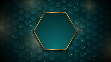 Poster - Dark blue geometric polygonal pattern with golden dots, abstract background. Seamless looping motion design. Video animation Ultra HD 4K 3840x2160