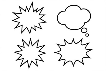 Poster - Graphic elements of bursts and thought bubbles for creative designs and illustrations