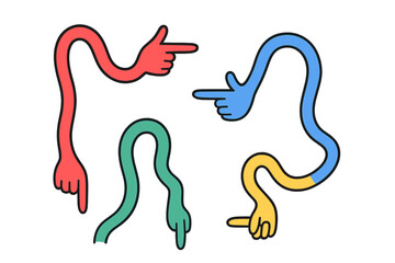 Poster - Colorful abstract arm illustrations in playful poses highlighting creativity and fun in contemporary digital design