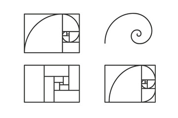 Poster - Exploring geometric patterns based on the Fibonacci sequence and golden ratio in simple black line art
