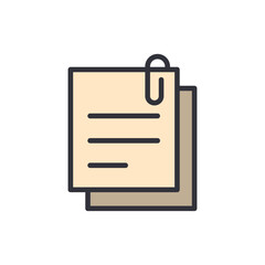 Poster - Illustrated Stack Of Note Papers With Paperclip On Transparent Scene
