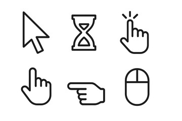 Fototapete - Various cursor icons featuring hand gestures and hourglass symbols representing user interface interactions