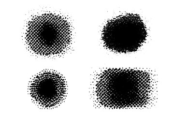 Poster - Abstract black dot patterns showcasing texture and form in varied arrangements on a bright background