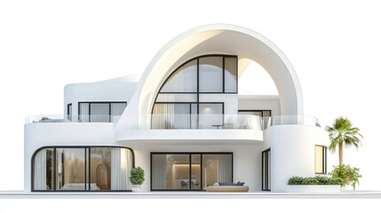 Poster - Arch-shaped villa with panoramic skylights Transparent background, PNG file