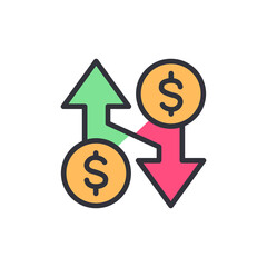 Poster - Financial Volatility Represented By Currency Exchange Arrow Indicators