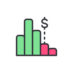 Poster - Illustrated Graph Showing Decreasing Financial Trends And Recession Indicators