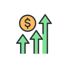Poster - Rising Arrows And Dollar Symbol Depicting Financial Growth Concept