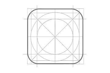 Fototapete - Graphic design of a rounded square icon template with grid layout for digital applications and user interfaces