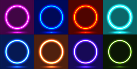 Poster - Various kinds of colorful neon lights in one set